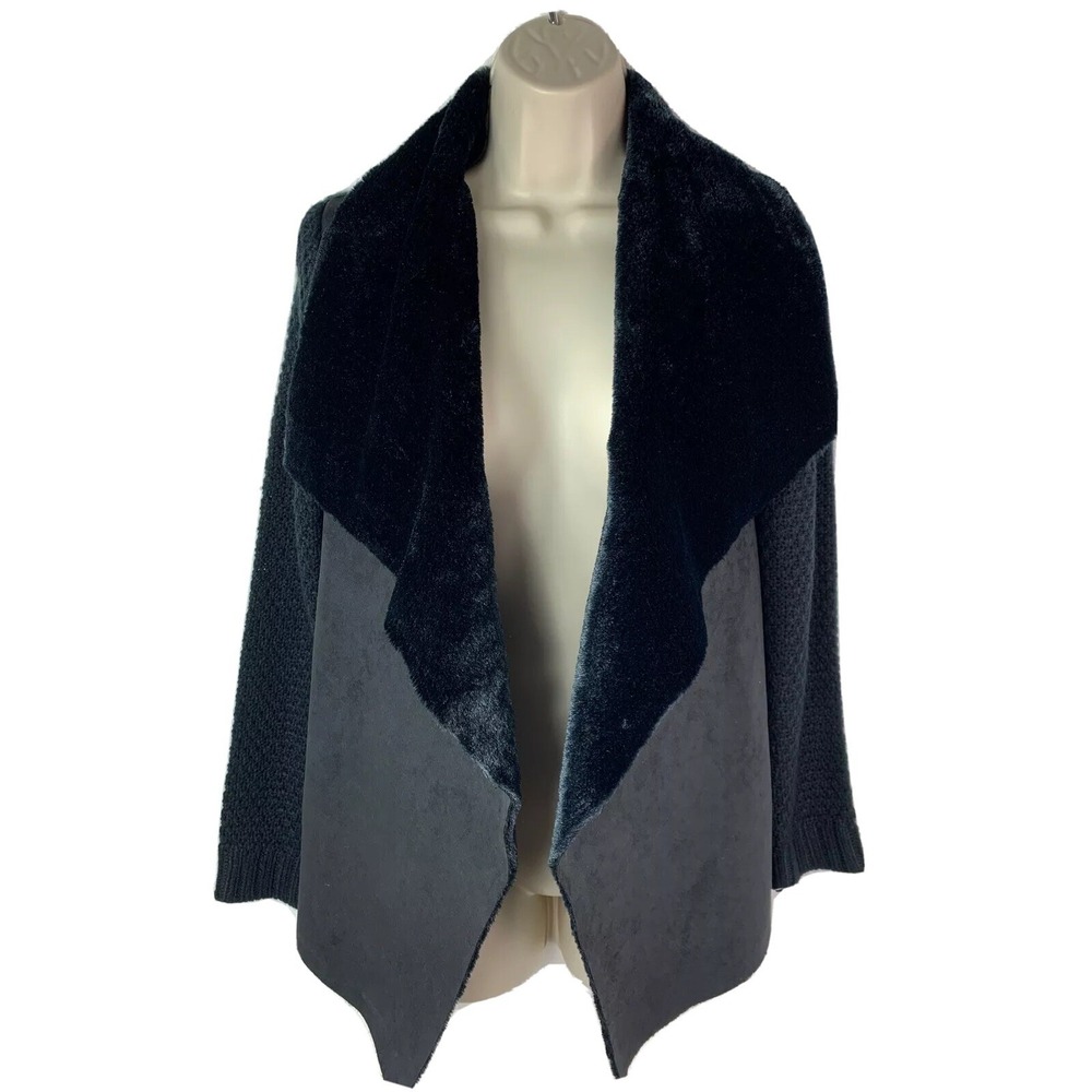 Melissa Paige Women's Size XS XSMALL Faux Fur Suede‎ Cardigan Sweater Jacket - Picture 8 of 12